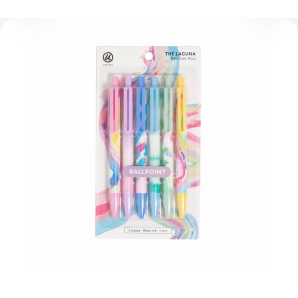 U Brands The Laguna Ballpoint Pens 6 Count Black Ink 1mm Retractable Multicolor